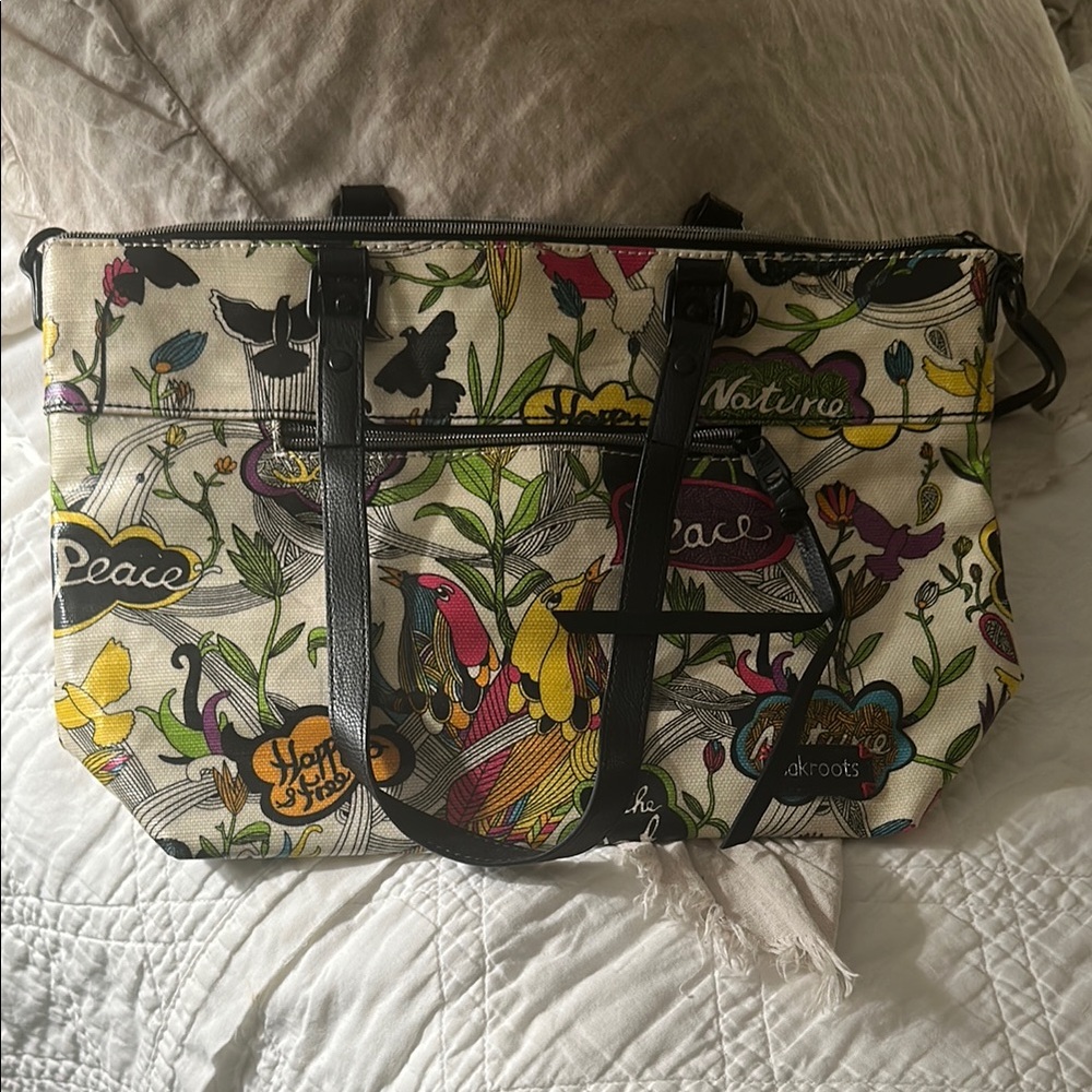 Sakroots Black Tote Bag with Nature-Inspired Design